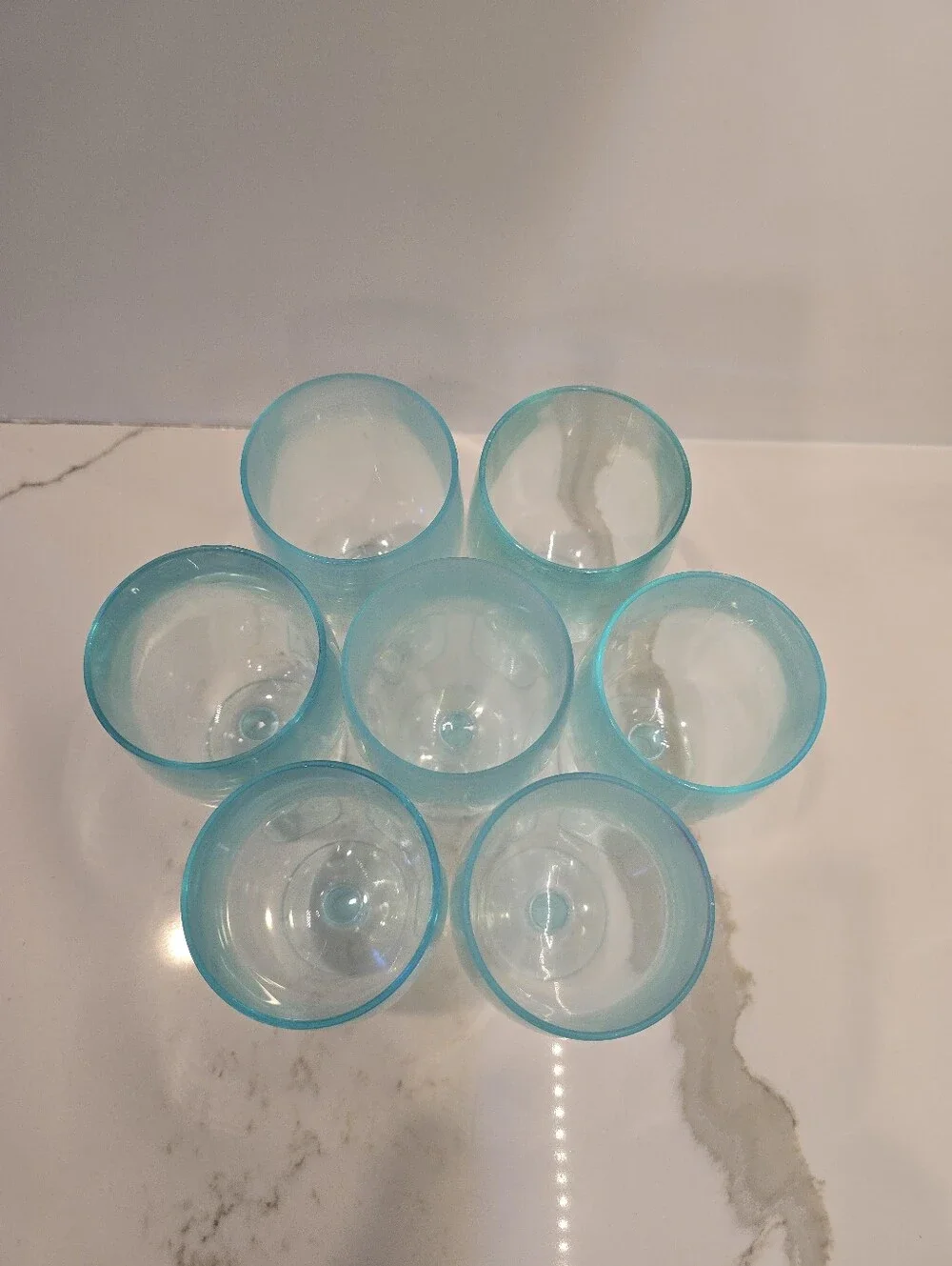 Stemmed Heavyweight Thick Durable Plastic Wine Glasses, 7-Piece Set, Aqua, GUC